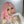 Pink and white wool curly wig W003