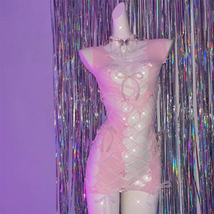 Pink Bow Hollow Dress S478