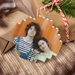 Personalized Christmas Building Bricks Ornaments with Photo for Kids Him Her Family