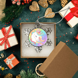 Personalized Christmas Snowflake Unicorn Rainbow Ornaments with Name for Kids Holiday Gifts