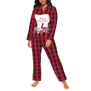 Custom Christmas Pajamas Sets Red and Black Plaid for Women Family as Holiday Gifts