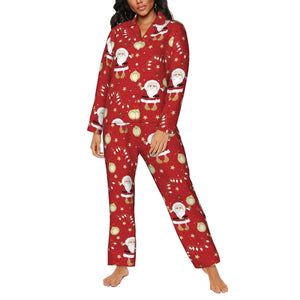 Custom Christmas Santa Pajamas Sets for Women with Name Message as Holiday Gifts