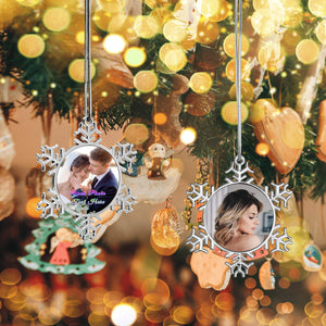 Custom Christmas Tree Snowflake Ornaments with Photo Name as Holiday Gifts Decoration
