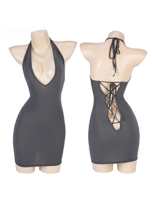 Sexy Cutout Halter Bodycon Slip Dress