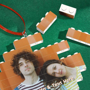 Personalized Christmas Building Bricks Ornaments with Photo for Kids Him Her Family