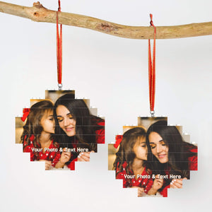 Personalized Christmas Building Bricks Ornaments with Photo for Kids Him Her Family
