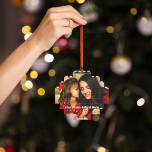 Personalized Christmas Building Bricks Ornaments with Photo for Kids Him Her Family
