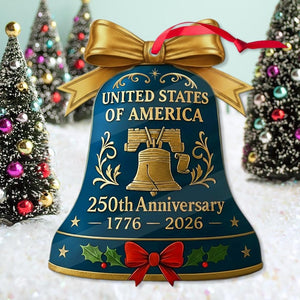 Usa 250th Anniversary Ornament 1776 2026 Liberty Bell Keepsake Patriotic America 250 Years Semiquincentennial Christmas Decor Historical