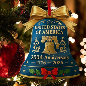 Usa 250th Anniversary Ornament 1776 2026 Liberty Bell Keepsake Patriotic America 250 Years Semiquincentennial Christmas Decor Historical