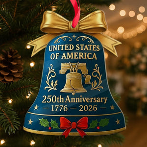 Usa 250th Anniversary Ornament 1776 2026 Liberty Bell Keepsake Patriotic America 250 Years Semiquincentennial Christmas Decor Historical