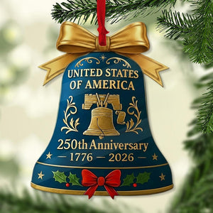 Usa 250th Anniversary Ornament 1776 2026 Liberty Bell Keepsake Patriotic America 250 Years Semiquincentennial Christmas Decor Historical