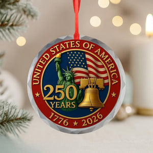 Usa 250th Anniversary Ornament Ceramic Glass  Acrylic Options 1776 2026 Patriotic Christmas Decoration