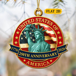 250 Years Of America 2d Wooden Ornament Us 250th Anniversary Patriotic Keepsake