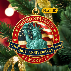 250 Years Of America 2d Wooden Ornament Us 250th Anniversary Patriotic Keepsake