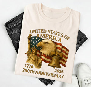 America 250th Anniversary Shirt Usa Independence Day T Shirt Patriotic Eagle Statue Of Liberty Tee Usa Flag Birthday Top