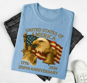 America 250th Anniversary Shirt Usa Independence Day T Shirt Patriotic Eagle Statue Of Liberty Tee Usa Flag Birthday Top