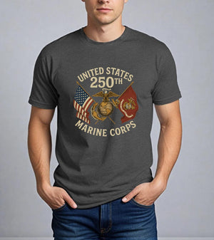 250th Usmc Birthday Shirt Marine Corps Anniversary Tee Veteran Gift Heavy Cotton Shirt