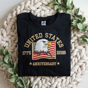 Embroidered American 250th Anniversary Sweatshirt Usa 250 Shirt Independence Day Shirt Usa 1776 Flag Sweatshirt