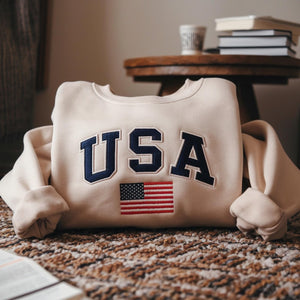 Embroidered Usa Sweatshirt Womens Usa Crewneck Sweatshirt Usa Shirt America Sweatshirt 4th Of July Sweatshirt Patriotic Sweatshirt