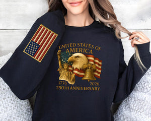 Eagle Liberty United States 250th Anniversary Embroidered Shirt Sweatshirt Hoodie 2026 Adjustable Patriotic Apprel With Bald Eagle For Veterans