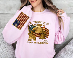 Eagle Liberty United States 250th Anniversary Embroidered Shirt Sweatshirt Hoodie 2026 Adjustable Patriotic Apprel With Bald Eagle For Veterans