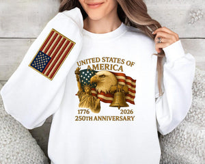 Eagle Liberty United States 250th Anniversary Embroidered Shirt Sweatshirt Hoodie 2026 Adjustable Patriotic Apprel With Bald Eagle For Veterans