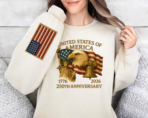 Eagle Liberty United States 250th Anniversary Embroidered Shirt Sweatshirt Hoodie 2026 Adjustable Patriotic Apprel With Bald Eagle For Veterans