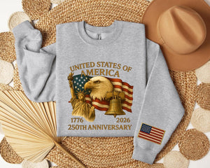America 250th Anniversary Sweatshirt Patriotic Usa Sweater Independence Day Graphic Hoodie