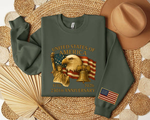 America 250th Anniversary Sweatshirt Patriotic Usa Sweater Independence Day Graphic Hoodie