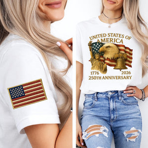 Eagle Liberty United States 250th Anniversary Embroidered Shirt Sweatshirt Hoodie 2026 Adjustable Patriotic Apprel With Bald Eagle For Veterans