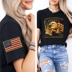 Eagle Liberty United States 250th Anniversary Embroidered Shirt Sweatshirt Hoodie 2026 Adjustable Patriotic Apprel With Bald Eagle For Veterans