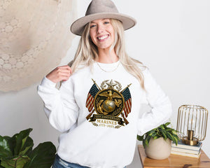 United States Marine Sweatshirt Patriotic Hoodie 250th Marine Birthday Sweater Military Apparel