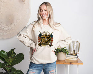 United States Marine Sweatshirt Patriotic Hoodie 250th Marine Birthday Sweater Military Apparel