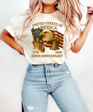 America 250th Anniversary T Shirt Patriot Eagle Statue Of Liberty Shirt 250th Independence Day Shirt Happy 250th Birthday Usa Usa Flag