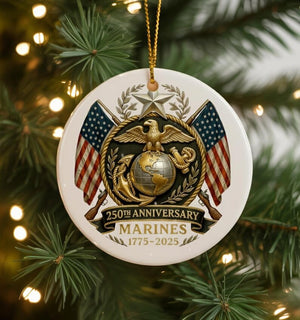 250th Anniversary Marine Ornament 2025 Us Military Veteran Keepsake Patriotic Christmas Ornament Gift For Marine Dad Or Soldier