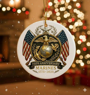 250th Anniversary Marine Ornament 2025 Us Military Veteran Keepsake Patriotic Christmas Ornament Gift For Marine Dad Or Soldier