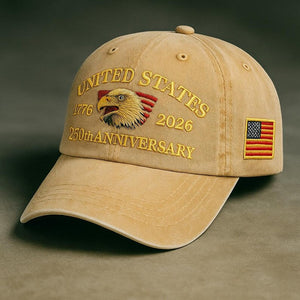 United States 250th Anniversary Dad Hat Embroidered Eagle  Flag Patch  Vintage Wash Strapback Patriotic Gift