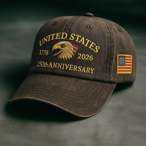 United States 250th Anniversary Dad Hat Embroidered Eagle  Flag Patch  Vintage Wash Strapback Patriotic Gift