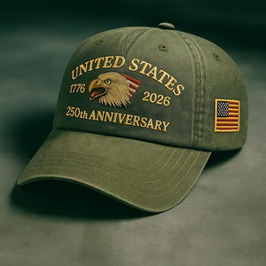 United States 250th Anniversary Dad Hat Embroidered Eagle  Flag Patch  Vintage Wash Strapback Patriotic Gift