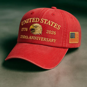 United States 250th Anniversary Dad Hat Embroidered Eagle  Flag Patch  Vintage Wash Strapback Patriotic Gift