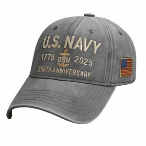 Navy Veteran 250th Anniversary Embroidered Trucker Hat Us Navy 1775 2025 Vintage Washed Cotton Cap