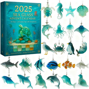 Sea Glass Advent Calendar 2025 24 Sea Animal Figurines Xmas Gift Set