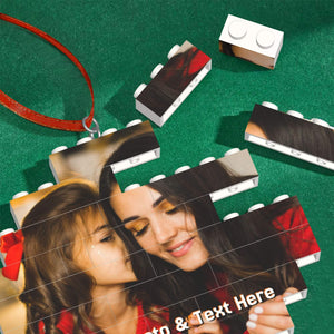 Personalized Christmas Building Bricks Ornaments with Photo for Kids Him Her Family