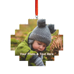 Personalized Christmas Building Bricks Ornaments with Photo for Kids Him Her Family