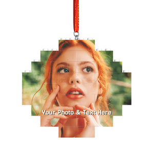 Personalized Christmas Building Bricks Ornaments with Photo for Kids Him Her Family
