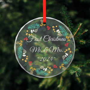 Personalized Mr.&Mrs. Christmas Glass Ornaments for Couples Family Friends