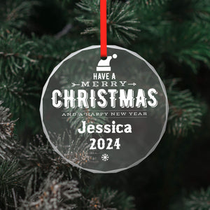 Personalized Christmas Glass Ornaments with Name for Family Friends