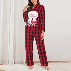 Custom Christmas Pajamas Sets Red and Black Plaid for Women Family as Holiday Gifts