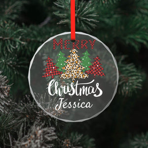 Personalized Merry Christmas Glass Ornaments with Name as Holiday Gifts
