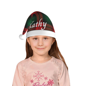 Custom Christmas Hat for Kids Boys Girls with Name (Red Green Striped)